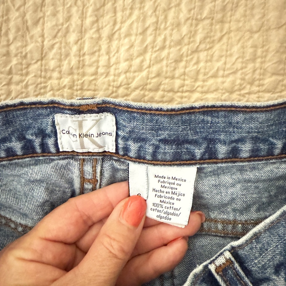 Calvin Klein Vintage Y2K Flare Doublestone Mid-Rise Cotton Denim Jeans Size 6 - Picture 8 of 9